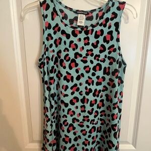 Heimishusa Teal Leopard Print Sleeveless Top